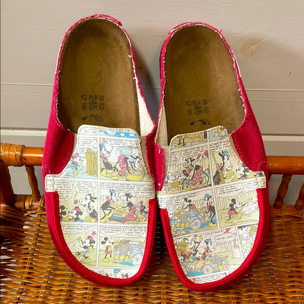 Birkenstocks x Disney Slip On Canvas Mules Size 7.